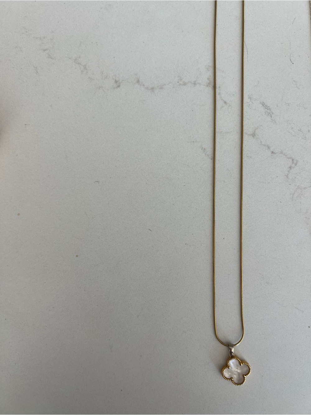 Gold Mother-of-Pearl Clover Pendant Necklace